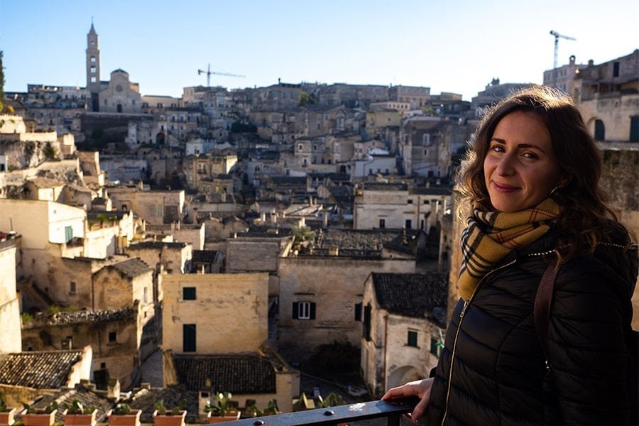 Matera, i Sassi e la Civita dalla terrazza panoramica di Piazza Vittorio Veneto